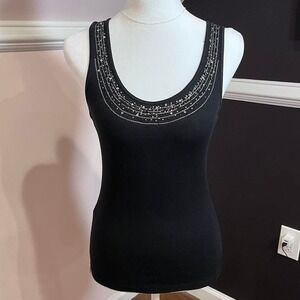 y2k express black embellished sparkle beaded tank small